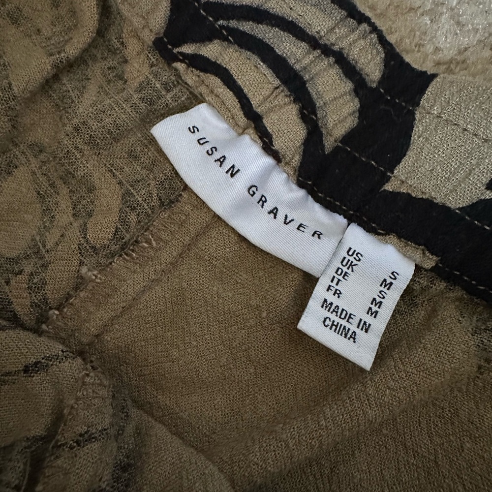 Susan Garvey small cropped wide-leg tan floral pants - Picture 6 of 7